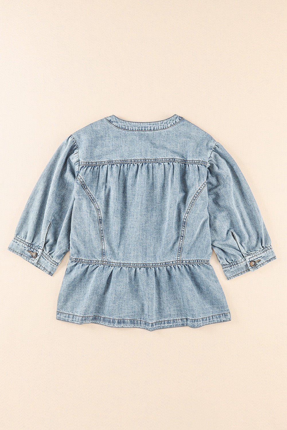 Half Sleeves Peplum Denim Jacket