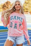 Pink Rugby Football GAME DAY Graphic Drop Shoulder Sweatshirt