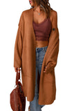 Solid Open Front Drop Sleeves Long Cardigan