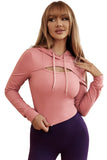 Cutout Cropped Sporty Drawstring Hoodie