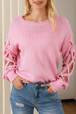 Woven Hollowed Dropped Sleeve Sweater