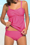 Adjustable Straps Ruched 2pcs Tankini Swimsuit