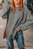 Green Drop Shoulder Ribbed Trim Oversized Sweatshirt