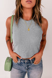 Rib Knit Crew Neck Sleeveless Crop Top