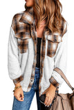 Plaid Patchwork Buttoned Pocket Sherpa Jacket