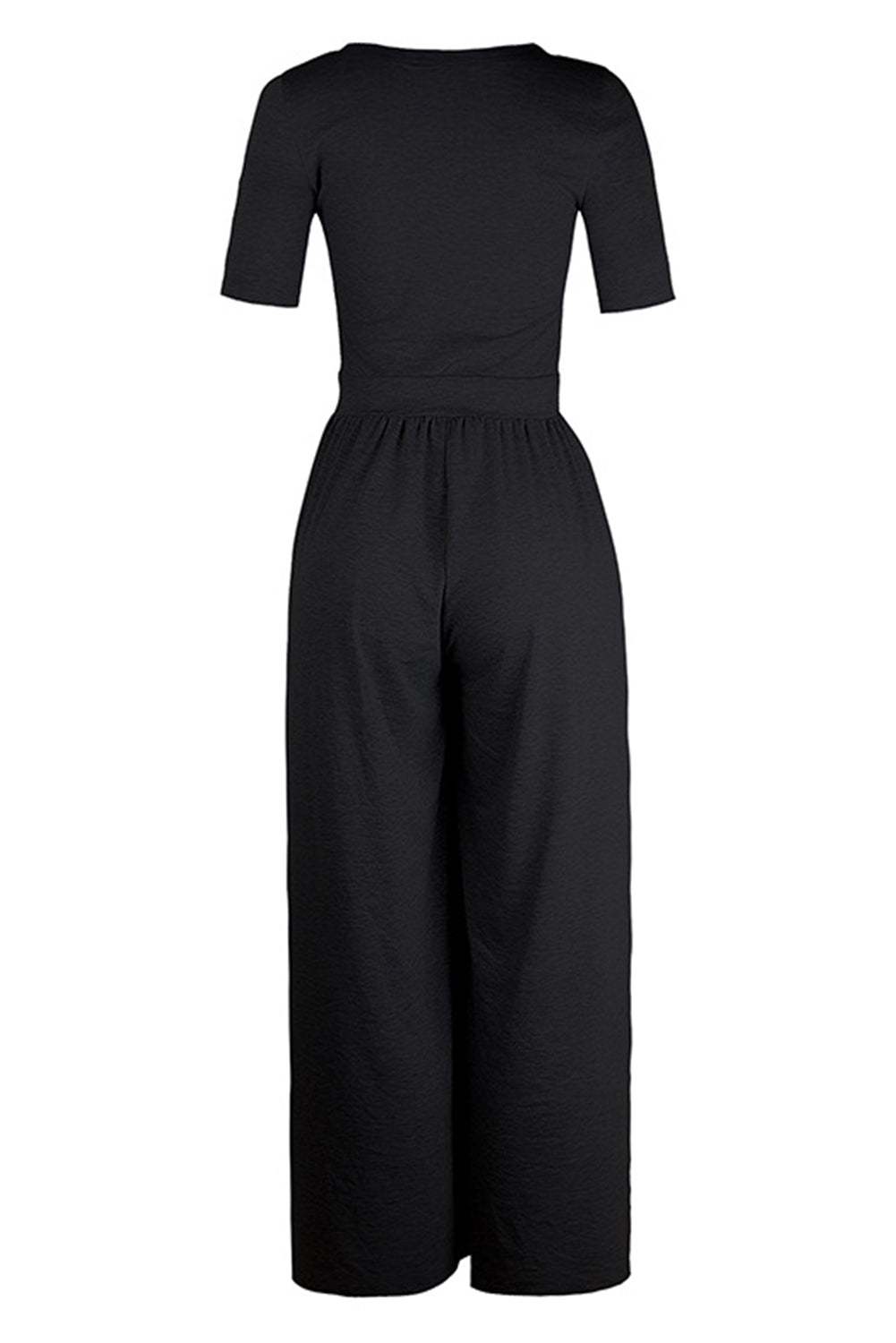 Short Sleeve Bodice Flowy Wide Leg Jumpsuit