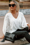 Floral Lace Crochet Loose Fit V Neck Top