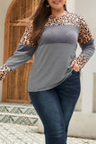 Plus Size Cow/Stripes Patchwork Long Sleeve Tee