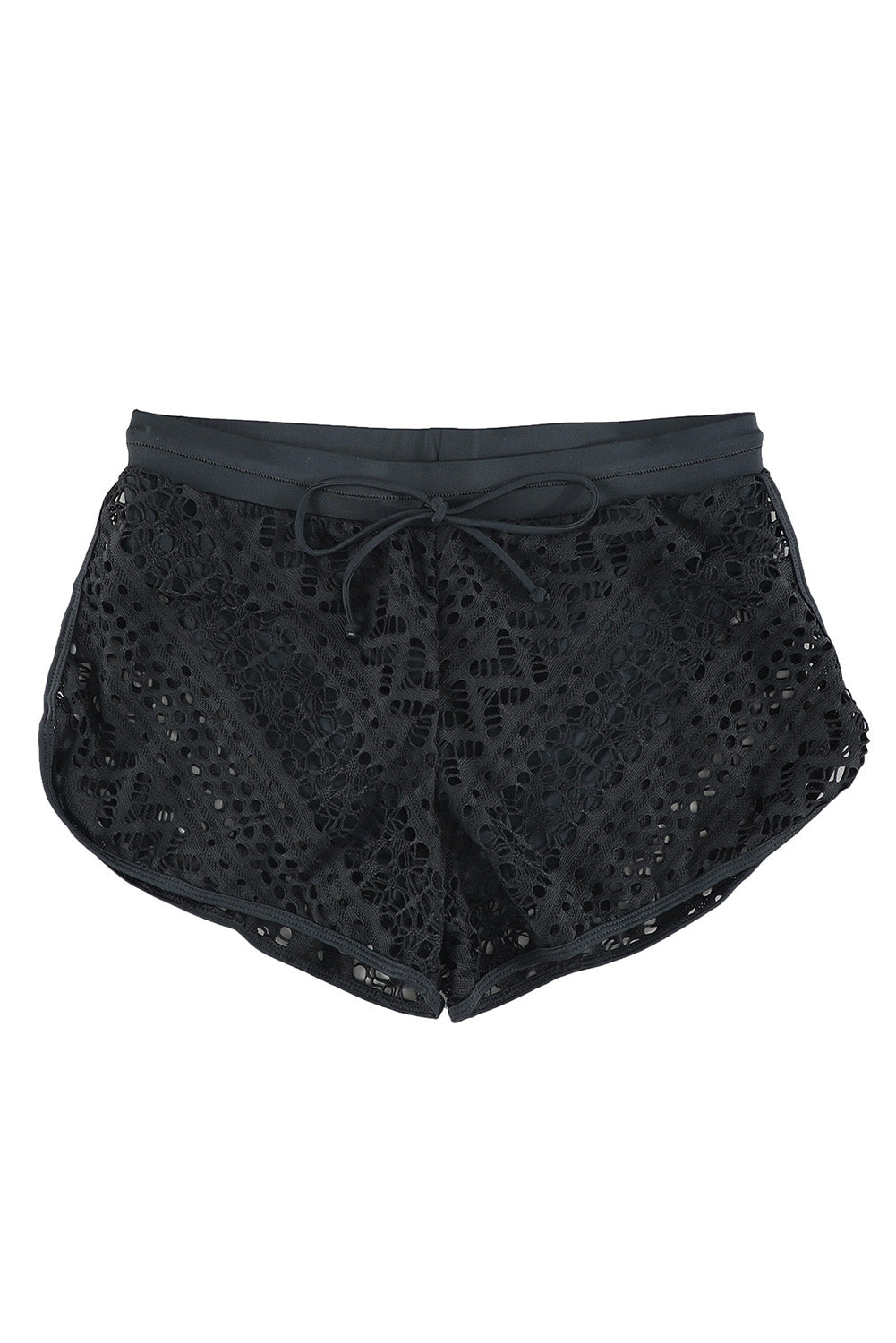 Hollow Out Lace Overlay Swim Short Bottom