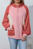 Drawstring Pullover Pocketed Colorblock Sweatshirt