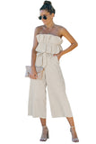 Ruffled Strapless Wide Leg Jumpsuit