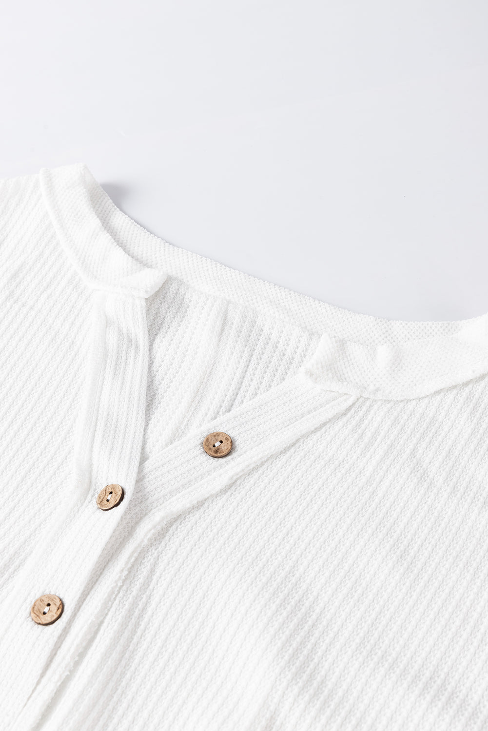 Contrast Patched Exposed Seam Waffle Knit Henley Top