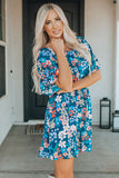 Square Neck Ruffle Floral Dress