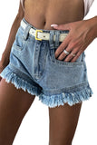 Raw Hem Acid Wash Denim Shorts