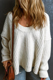 Ribbed Knit Round Neck Slouchy Chunky Sweater