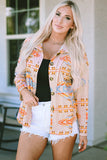 Western Aztec Print Button-Up Jacket