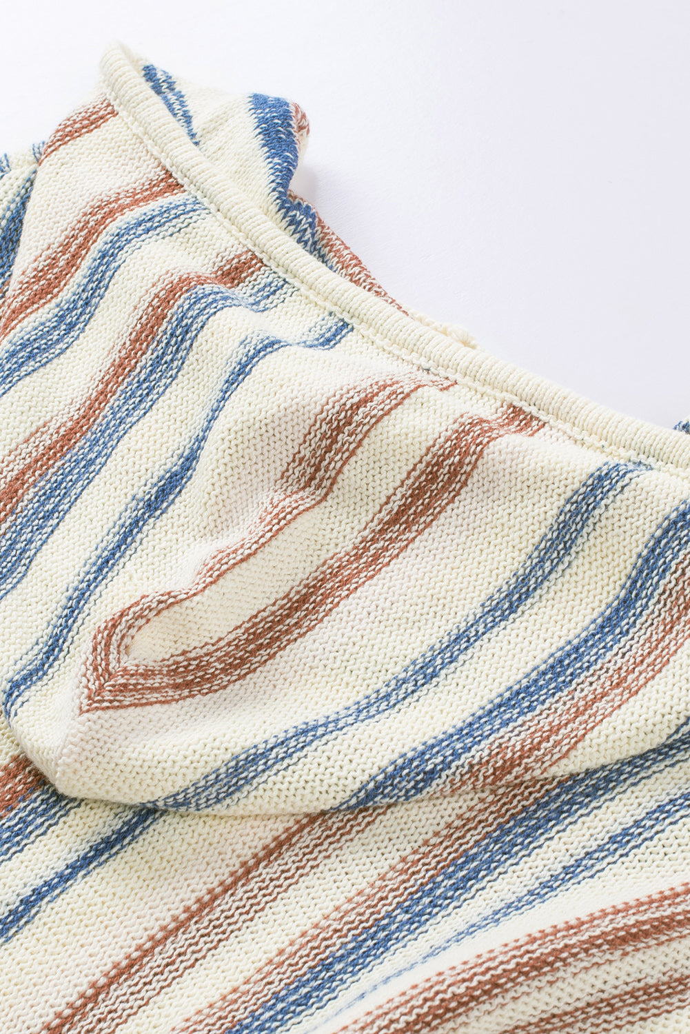 Striped Knit Kangaroo Pocket Hooded Sweater