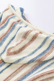 Striped Knit Kangaroo Pocket Hooded Sweater