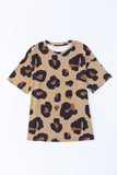 Leopard Splicing Sleeve Ruffle Loose Sweatshirt