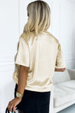 Glitter Chest Pocket Round Neck Long Sleeve Top