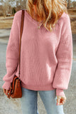 V Neck Drop Shoulder Knitted Sweater