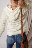 Peach Blossom Pointelle Knit Raglan Sleeve Hooded Sweater