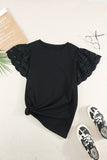 Hollow Out Ruffle Sleeve T-shirt