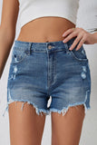 Distressed Raw Edge Jean Shorts