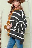 Stripe Oversized Contrast Printed Dropped Shoulder Top