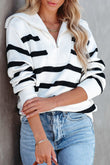 Sailor Collar Striped Knit Pullover Sweater