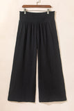 Black Textured High Waist Wide Leg Plus Size Pants