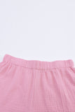 Ensemble chemise à manches longues effiloché rose et short décontracté