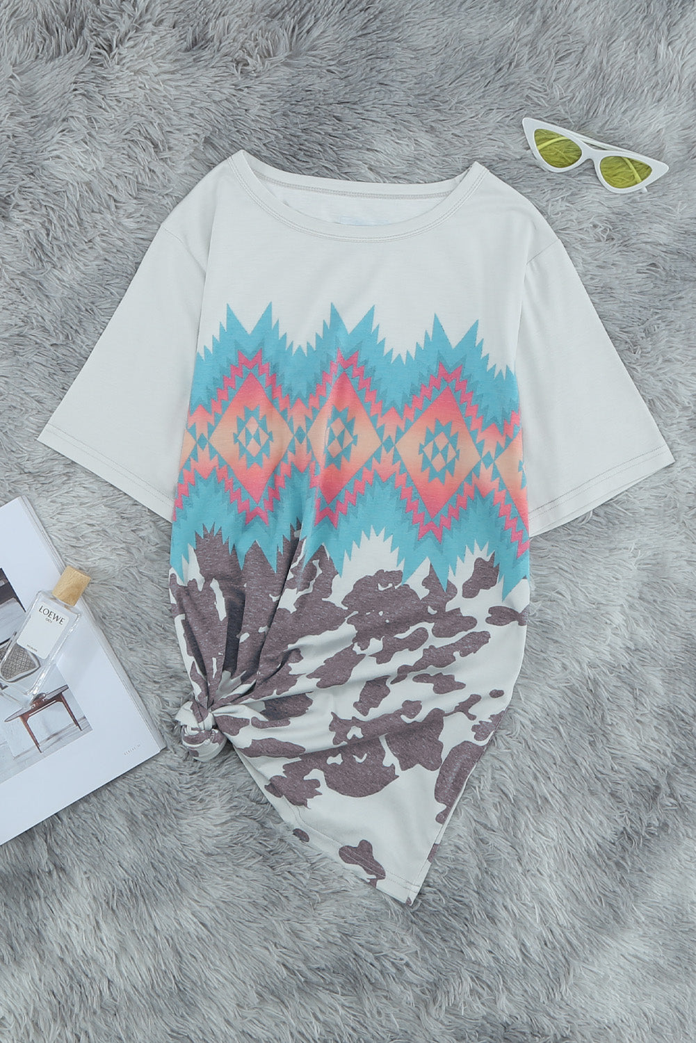 Multi-color Aztec Geometric Print T-shirt