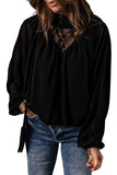 Lace Contrast Sheer Frilled Neck Blouse