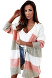 Green Colorblock Stripe Open-Front Cardigan