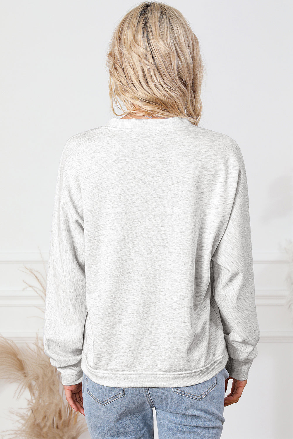 Contrast Trim V Neck Wrap Sweatshirt with Pocket