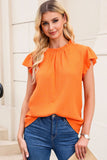 Crinkled Textured Ruffled Puff Sleeve Blouse