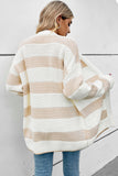 Textured Stripe Pattern Drop Shoulder Duster Cardigan