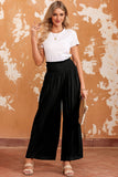 Frill Smocked High Waist Flowy Wide Leg Pants