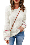 Beige Colorful Dots Cable Knit Crew Neck Sweater