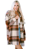 Brown Plus Size Plaid Flap Pockets Shacket