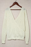 V Neck Wrap Backless Knit Sweater