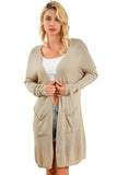 Khaki Pocketed Knit Dolman Sleeve Cardigan