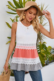 Crochet Lace Trim Color Block Tank Top