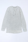 Sky Blue Crinkle Textured Loose Henley Top