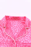 2pcs Leopard Satin Long Sleeve Pajamas Set