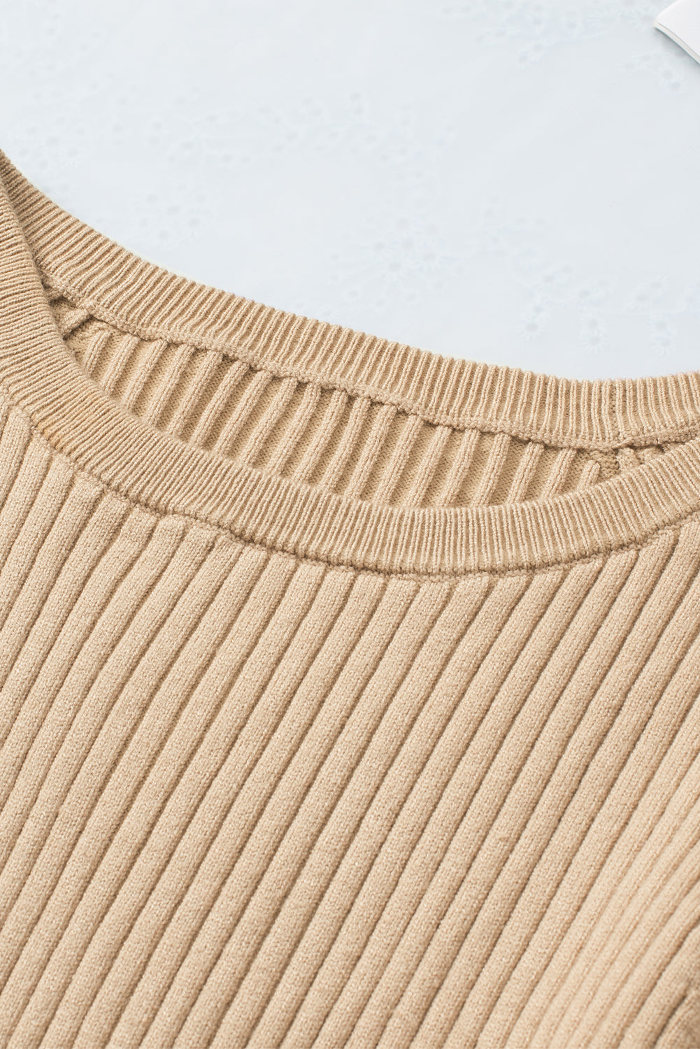 Ribbed Knit Round Neck Sweater