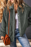 Gray Corduroy Trim Elbow Patch Sherpa Jacket