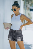 Distressed Frayed Denim Shorts