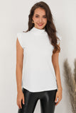 Solid Color Mock Neck Sleeveless Top